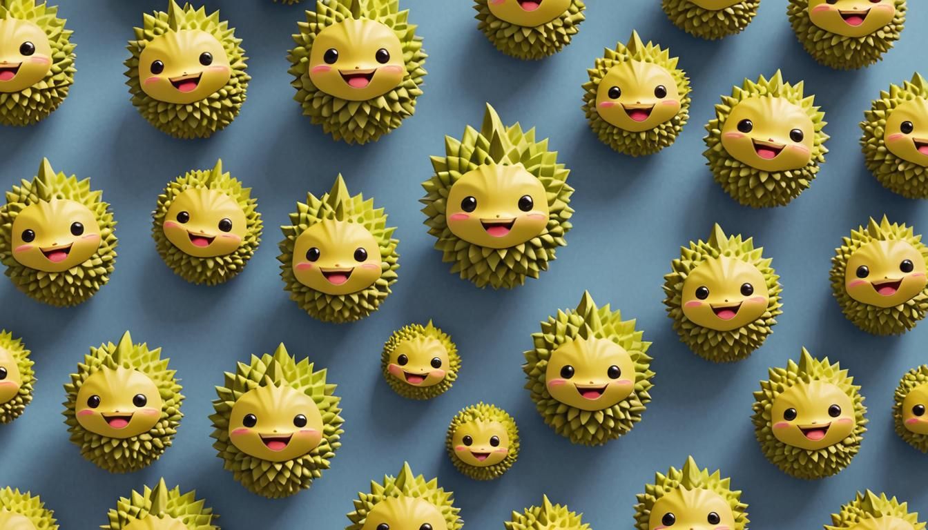 Adorable Durian as 3D Chibi Doll, Pixar Style