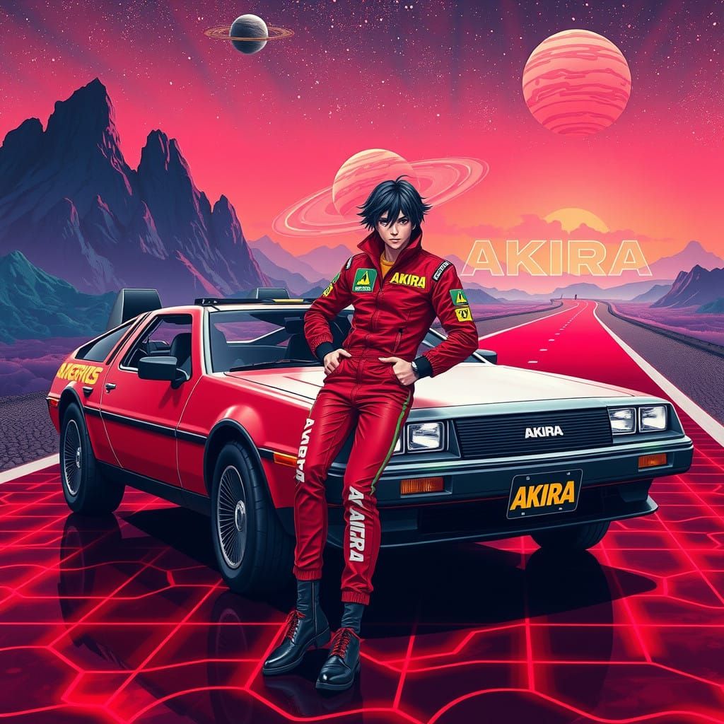 Cyberpunk Futurism in Neon-Hued Oil Painting