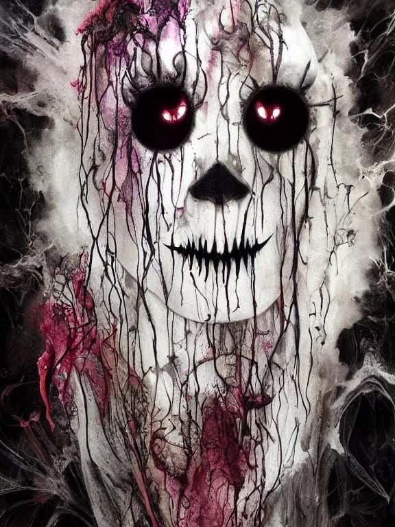 Portrait of a scary ghost inkblot art 17