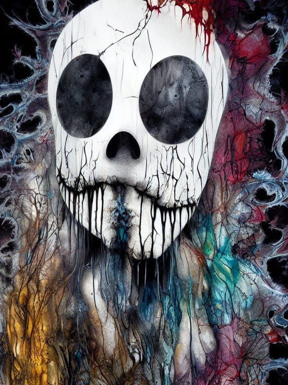 Portrait of a scary ghost inkblot art 18