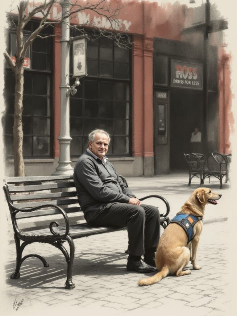 Quiet Urban Solitude in a Sun-Dappled Plaza