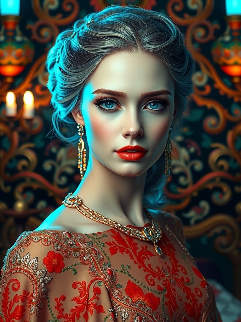 Elegant Woman Portrait in Trending Concept Art Style