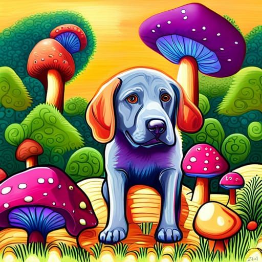 Labrador Puppy Soul in Mystical Candyland Forest