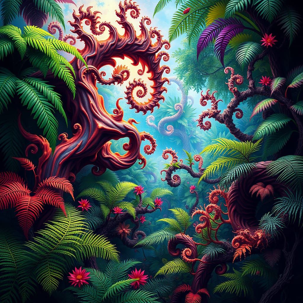 Fractales: Lush Rainforest Tessellations in Vibrant Colors