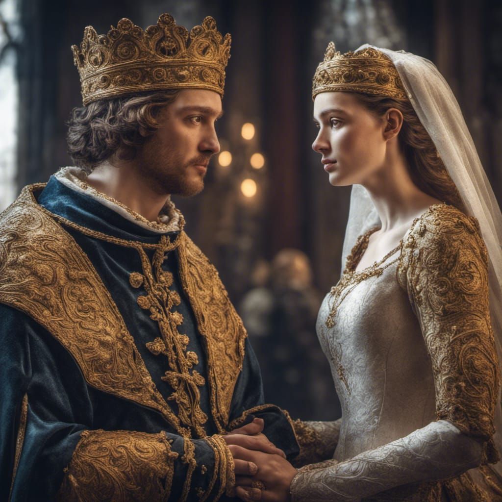 Royal Wedding Portrait in Hyperrealistic Digital Art