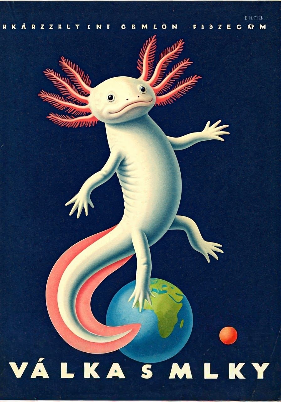 Avant-Garde Book Cover with Axolotl and Globe