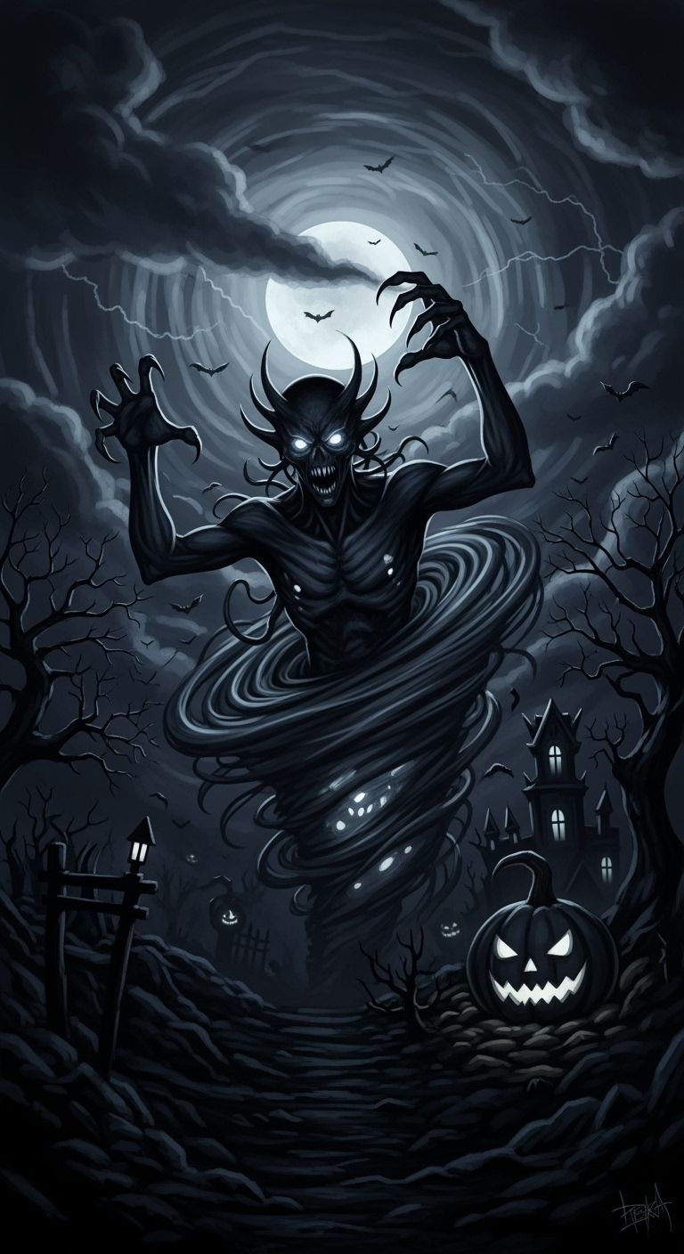 Eldritch Entity Emerges from Vortex on Halloween Night