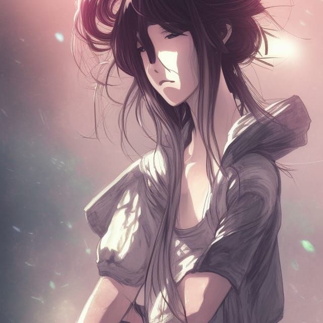 Anime Cyberpunk Woman in Throne Room Portrait