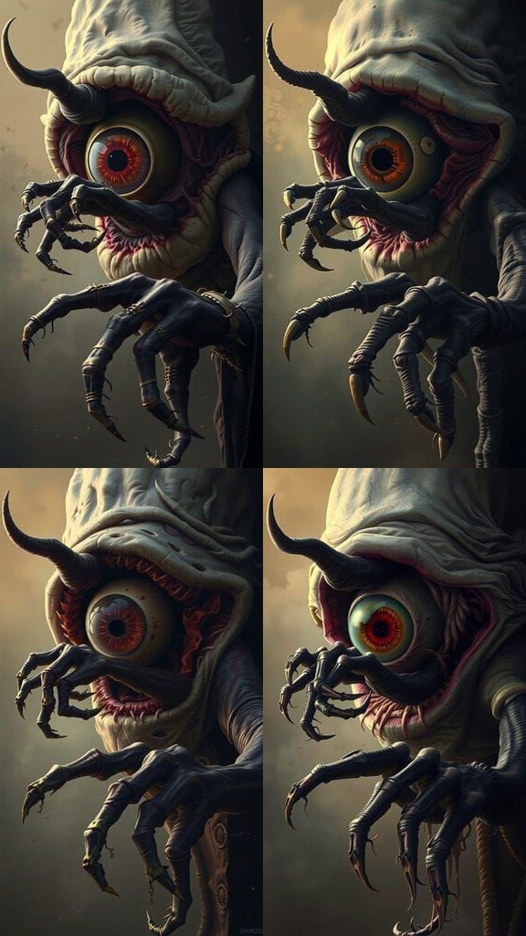 Dark Demon Emerges from Human Eye in a Haunting, Shadowy Sce...