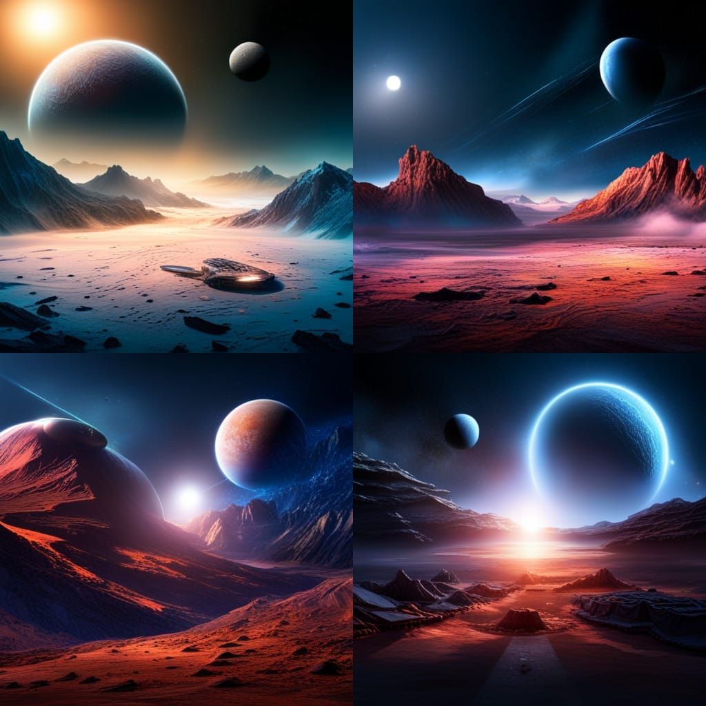 Starship Docks at Space Base Under Planet-Filled Sky