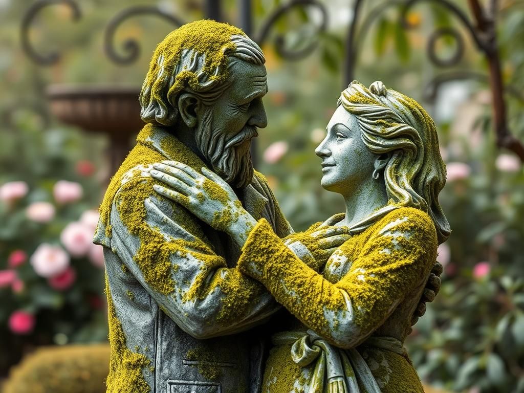Moss Covered Couple in Garden, Paul Claudel Style
