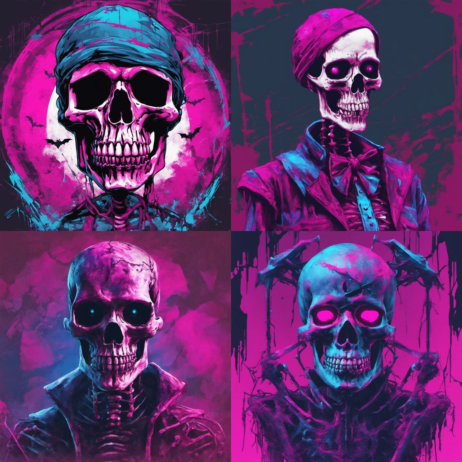 Glitchcore Halloween Skeleton in Post-Apocalyptic Horror