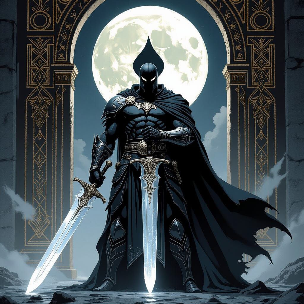 Obsidian Warrior Jack of Spades with Moonlight Sword