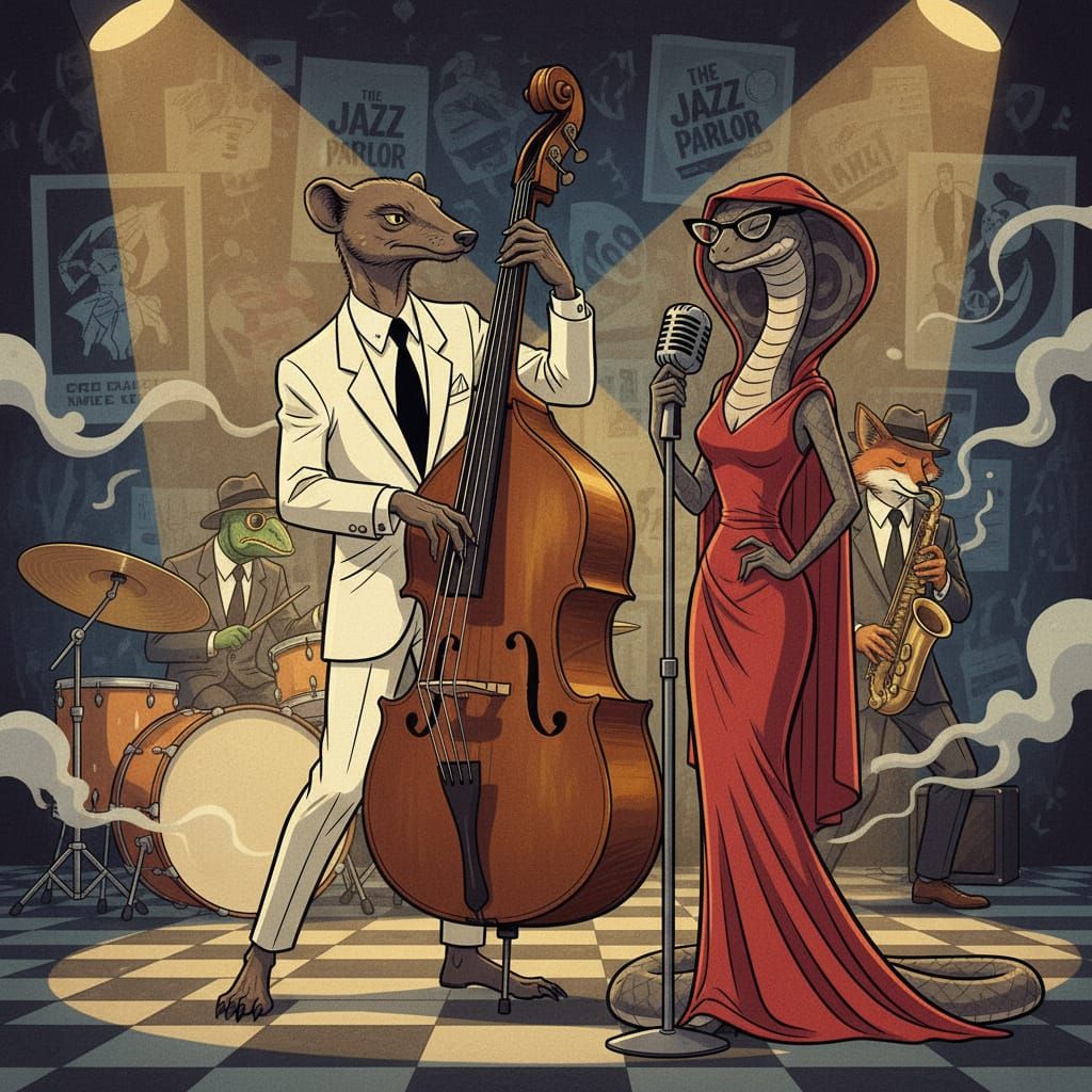 Mongoose Plays Bass, Cobra Sings in 1950s Jazz Style