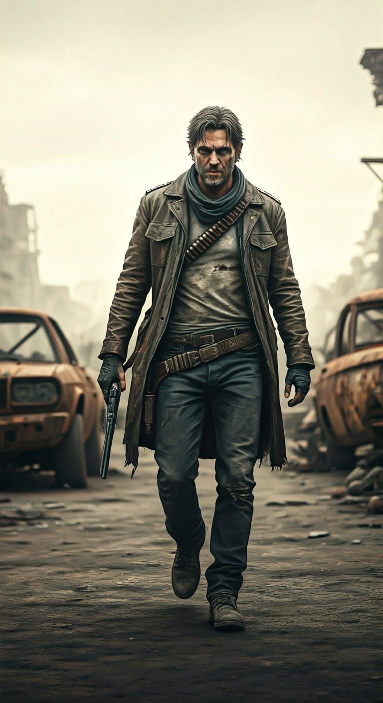 Post-Apocalyptic Gunslinger in Gritty Mad Max World