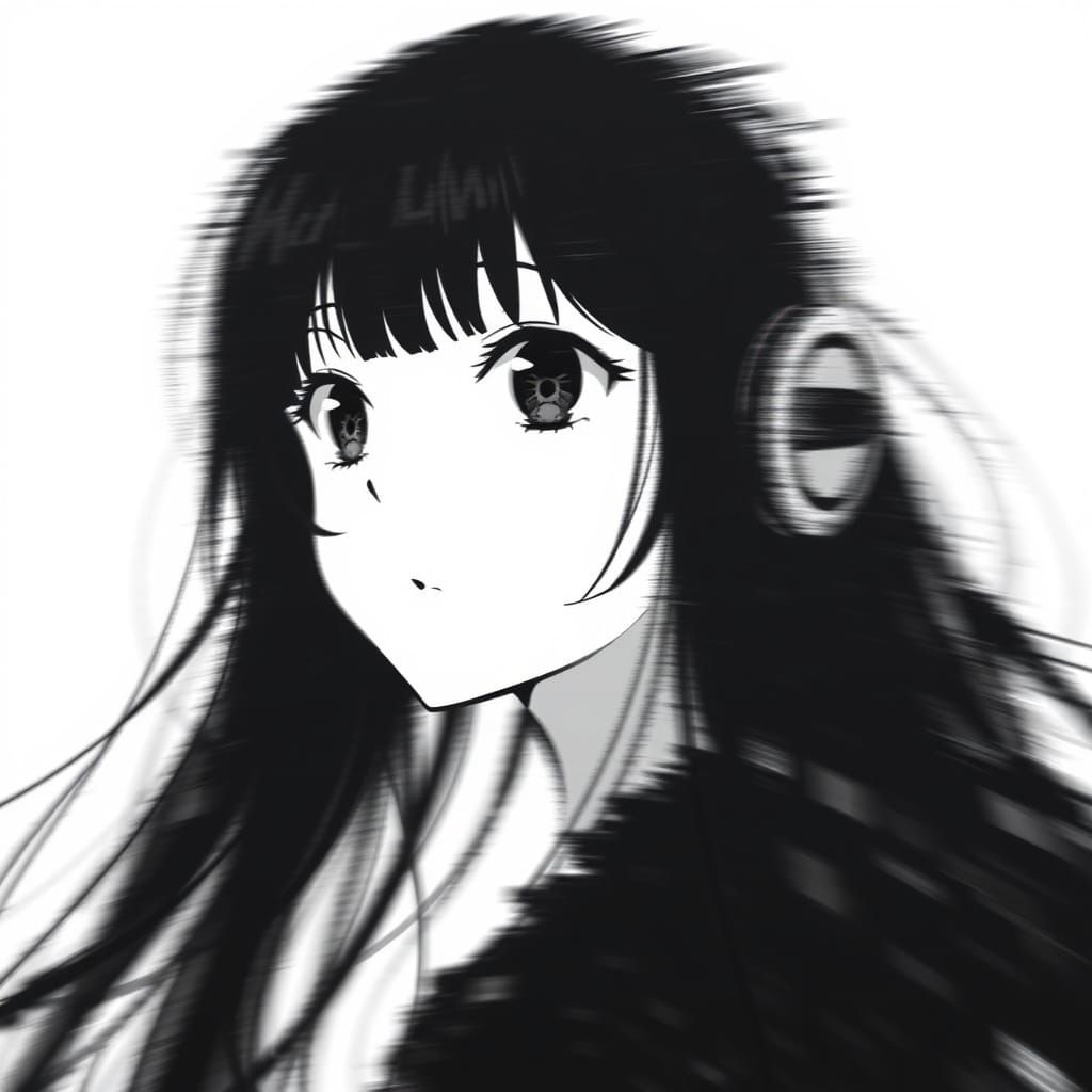 Anime Style Silhouette Girl in Motion