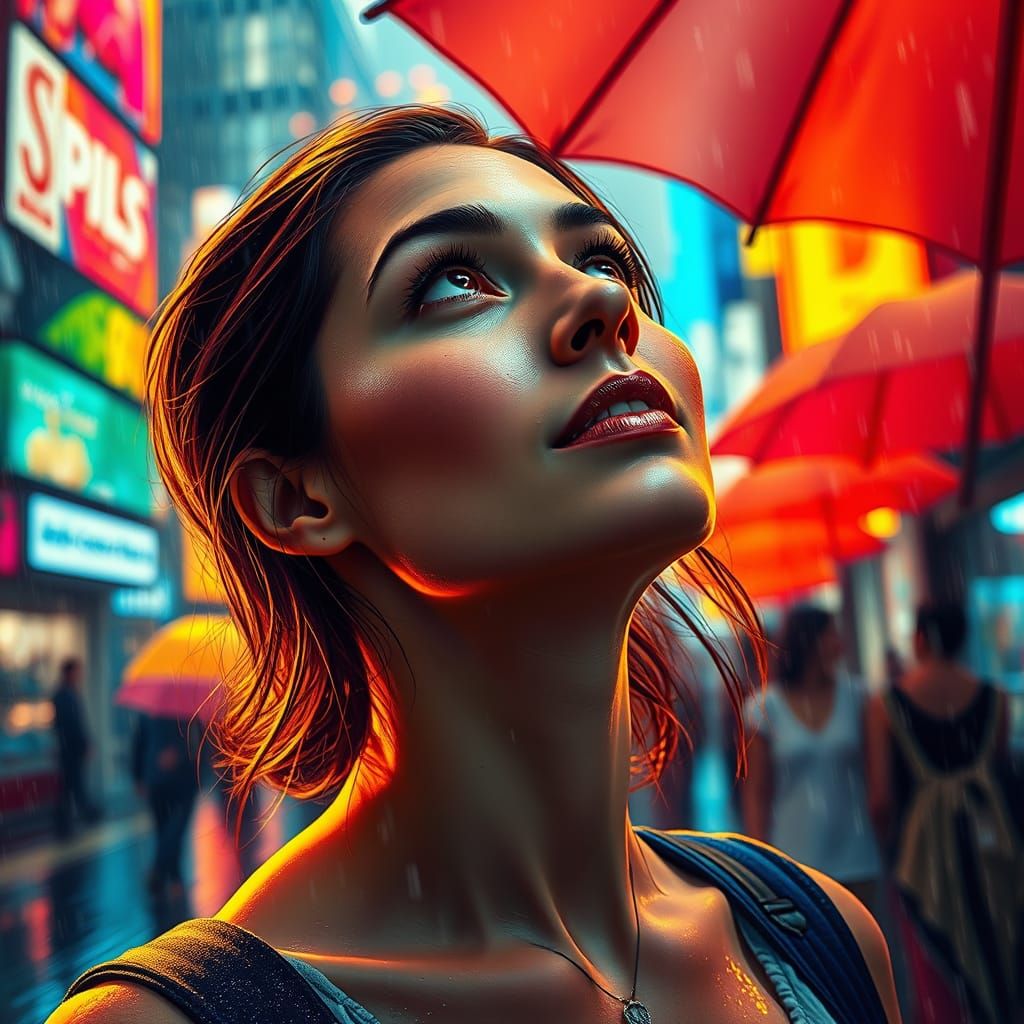 Contemplative City Dancer Basks in Golden Glow