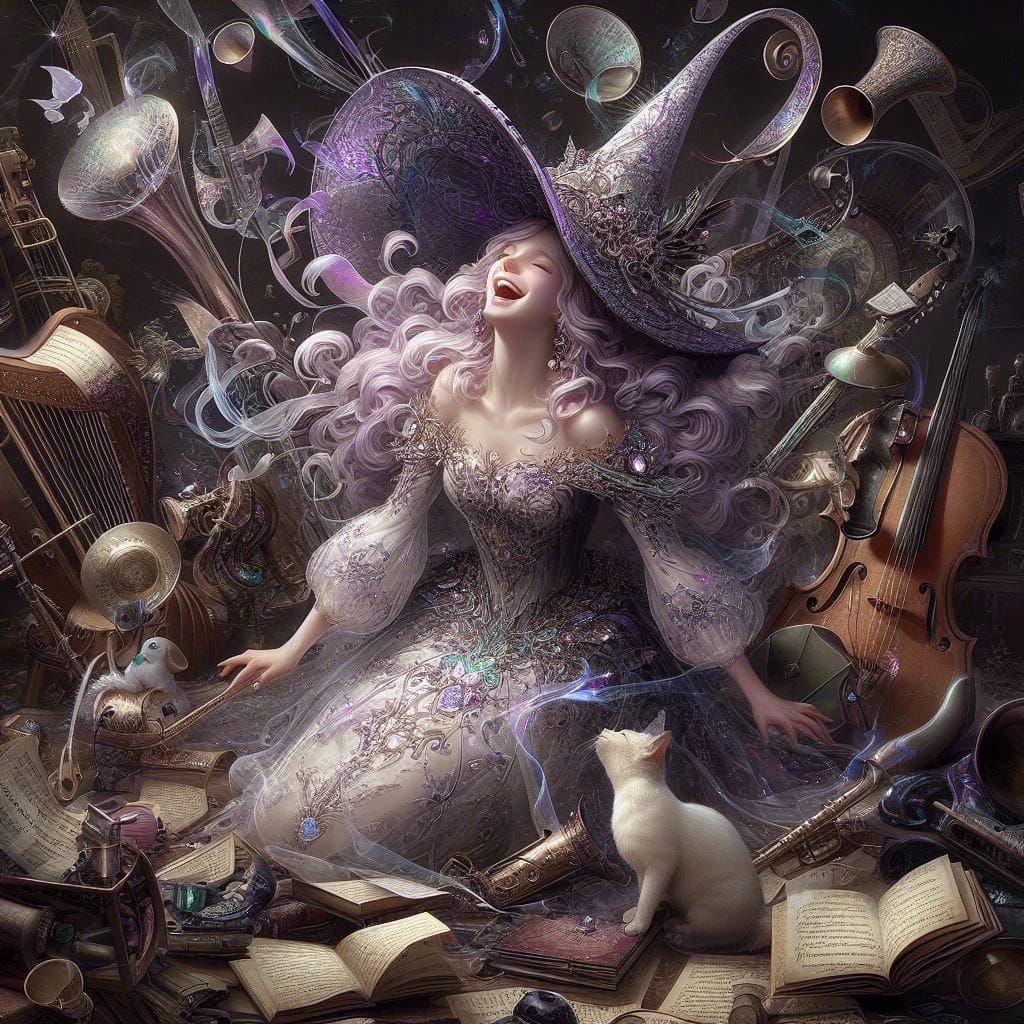 Musical Witch in Dark Gritty Fantasy Style