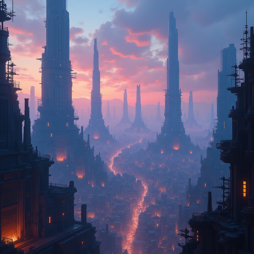 Futuristic Cityscape Concept Art in Sci-Fi Style