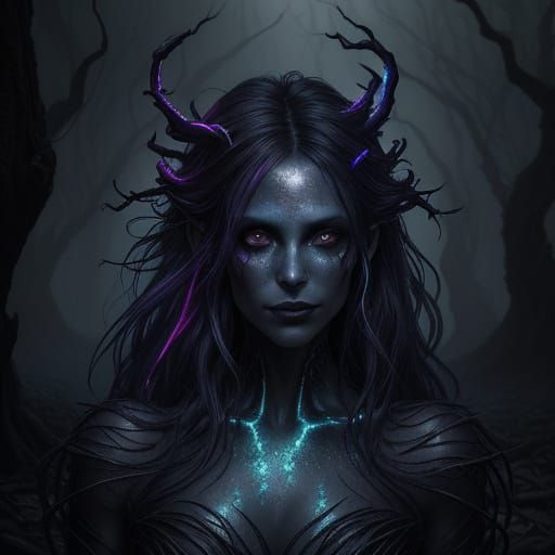 Ethereal Night Fae in Dark Fantasy Portrait