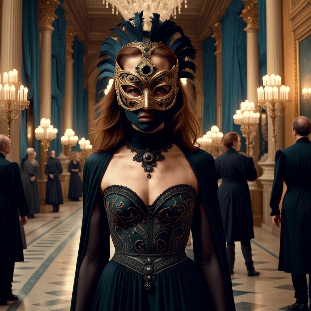 Masked Woman in Gown: Digital Matte Painting