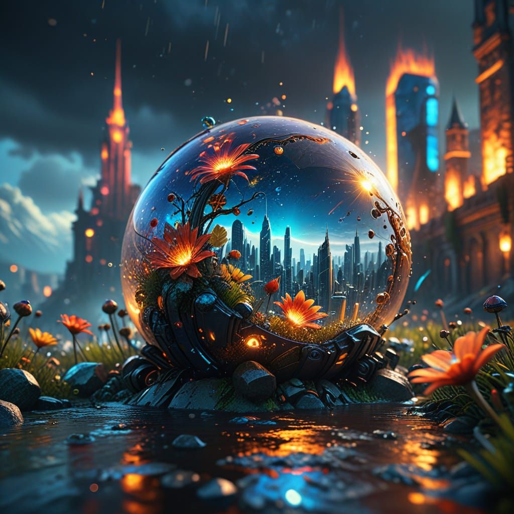 Solar Punk Cityscape: Vibrant Utopia in a Futuristic Metropo...