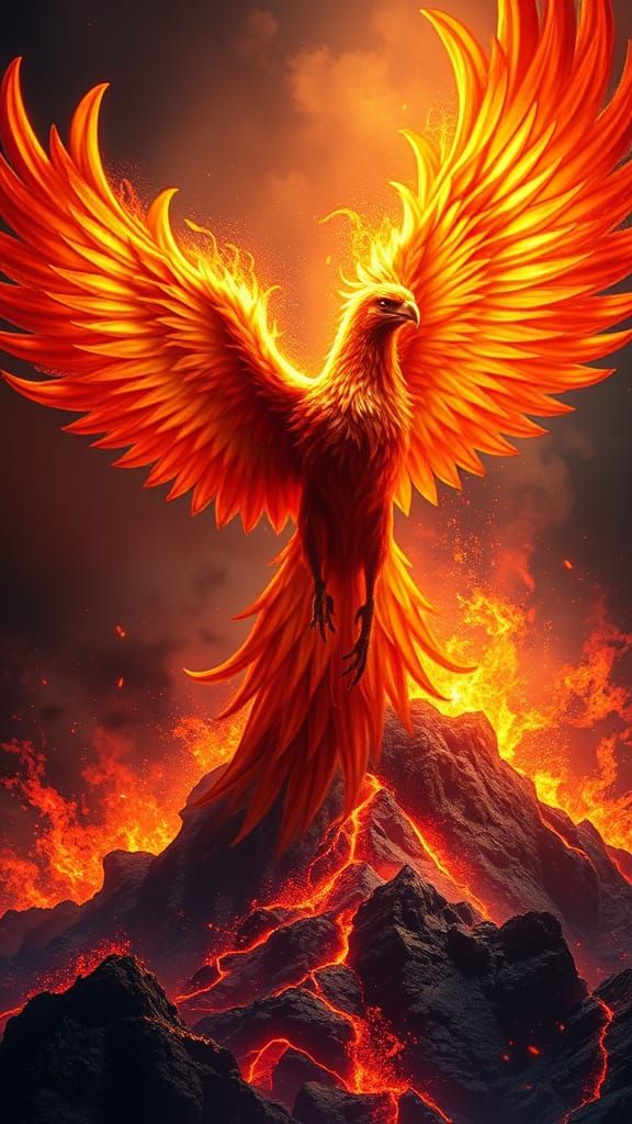Majestic Phoenix Rising: Hyperrealistic Digital Painting