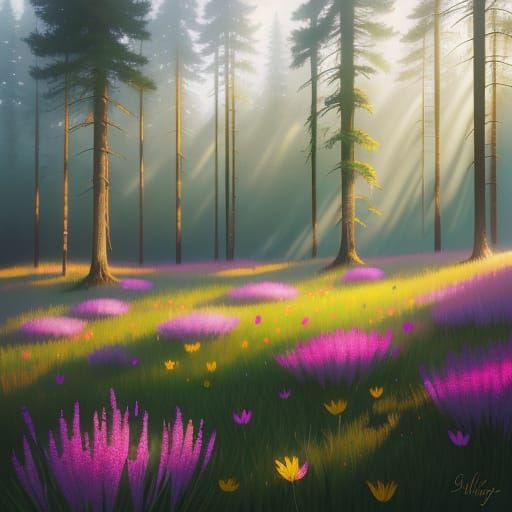 Resting Figure in Meadow, Digital Art