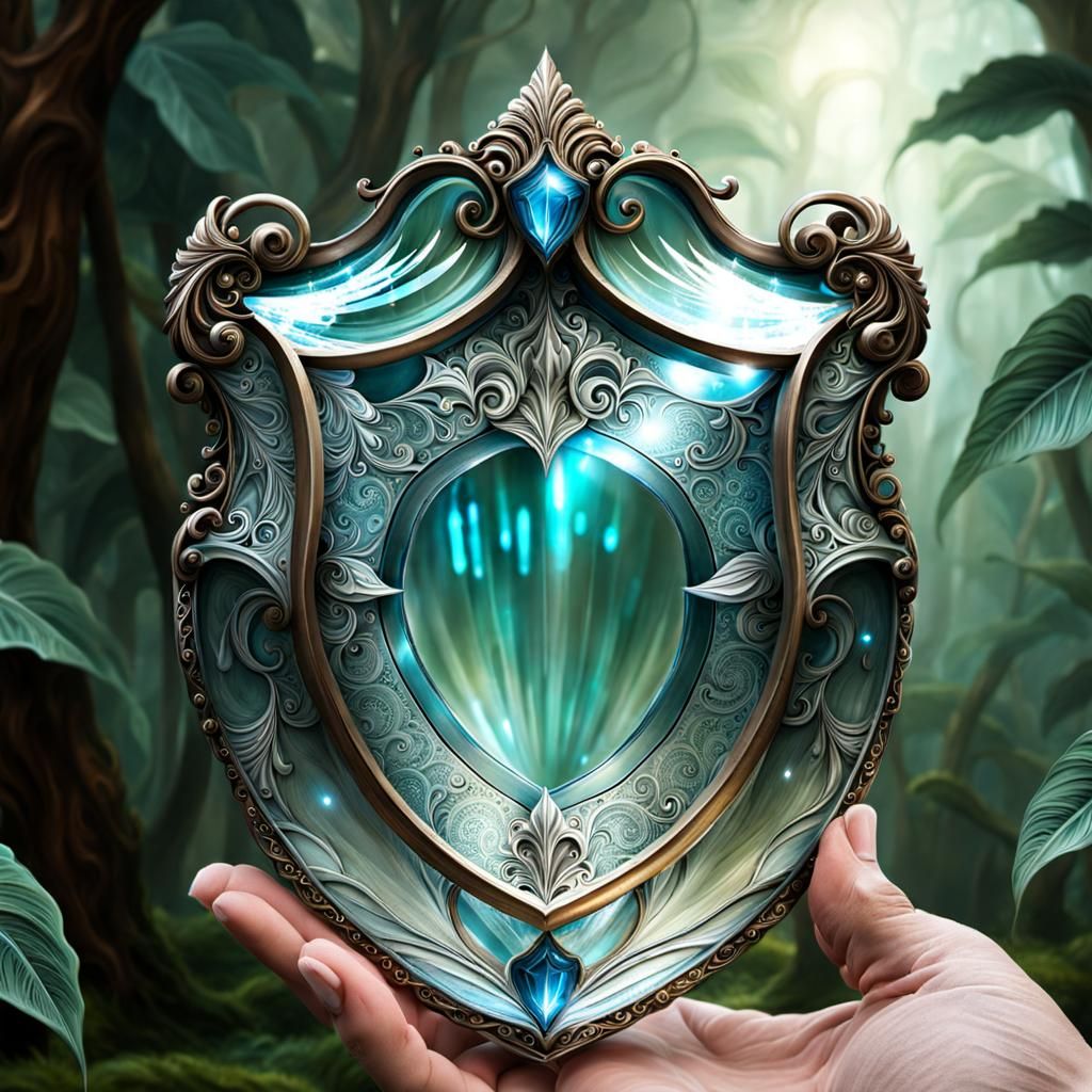 Whimsical Glass Shield of Magic and Fantasy