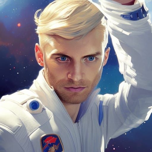 Detailed Portrait of Blonde Space Engineer