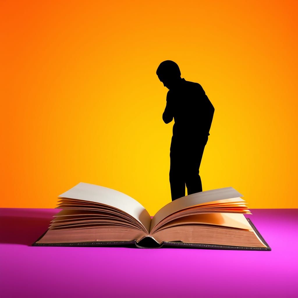 Colorful Silhouette: Open Book Against Vivid Background