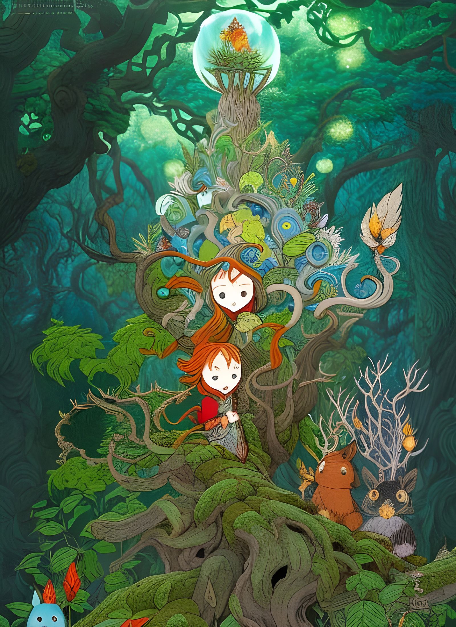 Magical Forest Guardians: Digital Illustration