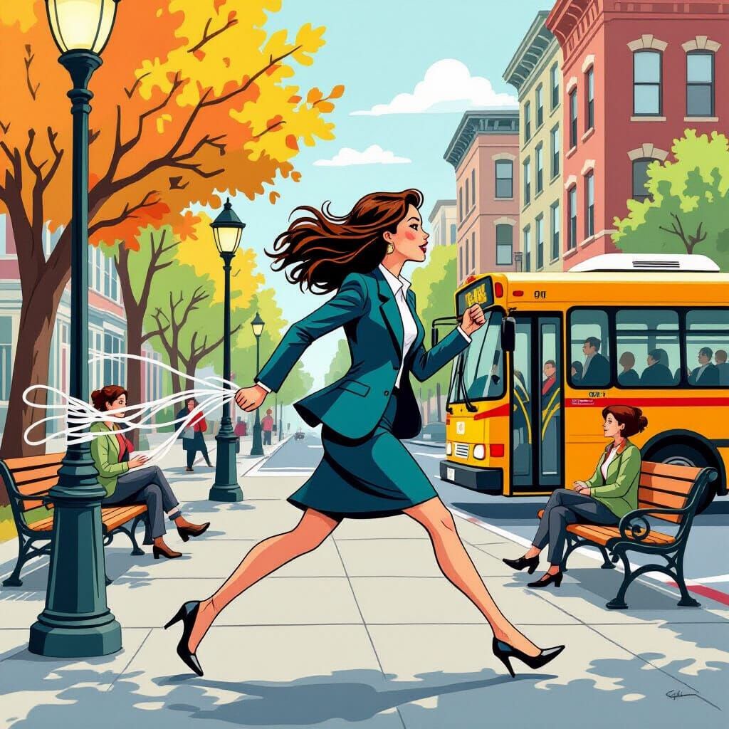 Cartoon Woman's Extra-Long Shoelaces Cause Chaos