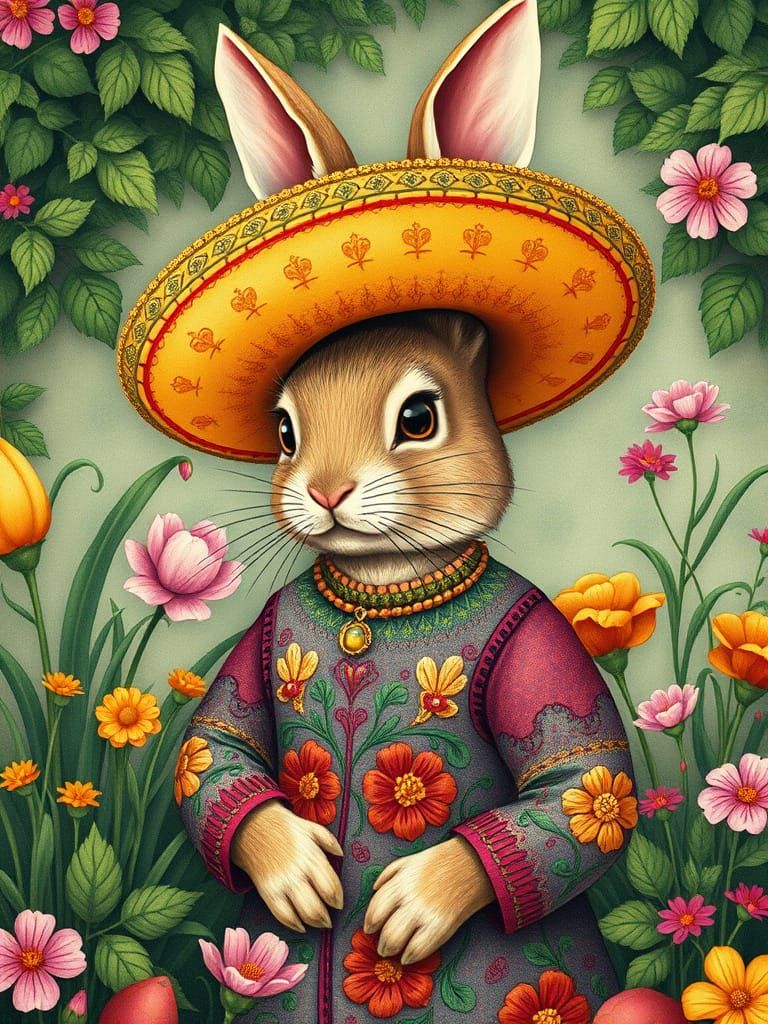 Bunny wearing a sombrero
