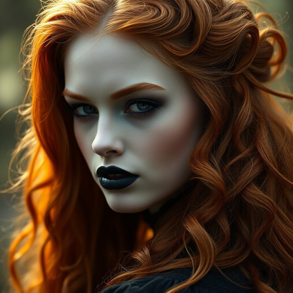 Serene Gothic Witch in Hyper-Realistic Portrait