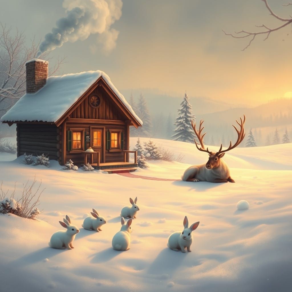 Winter Wonderland Landscape in Soft Pastels