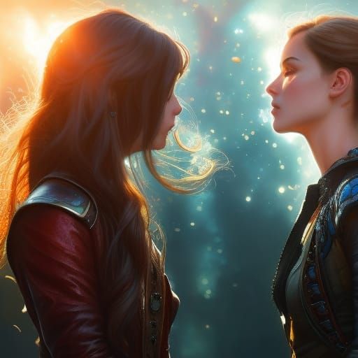 Romantic Kiss with Engagement Ring, Digital Art