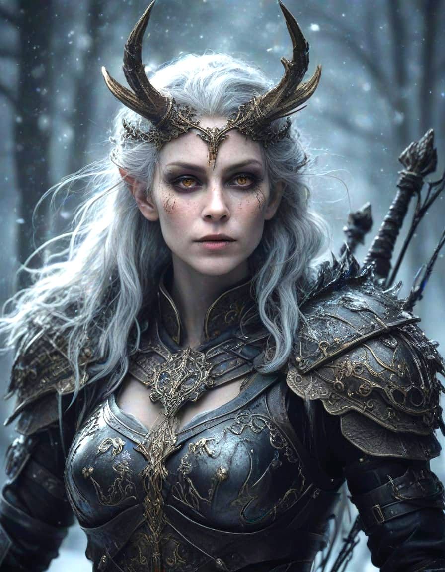 Ethereal Winter Paladin in Worn Leather Armor