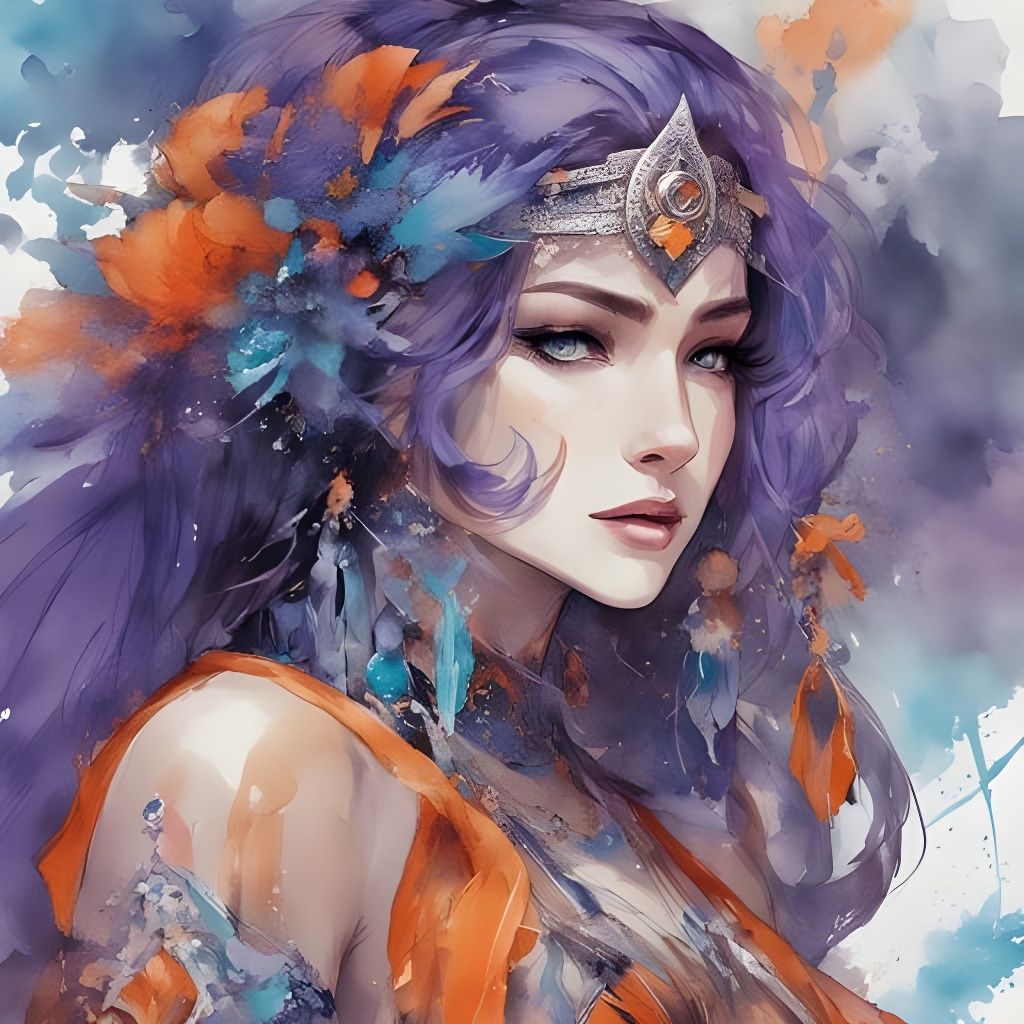 Beautiful Woman Portrait with Azure Body Paint