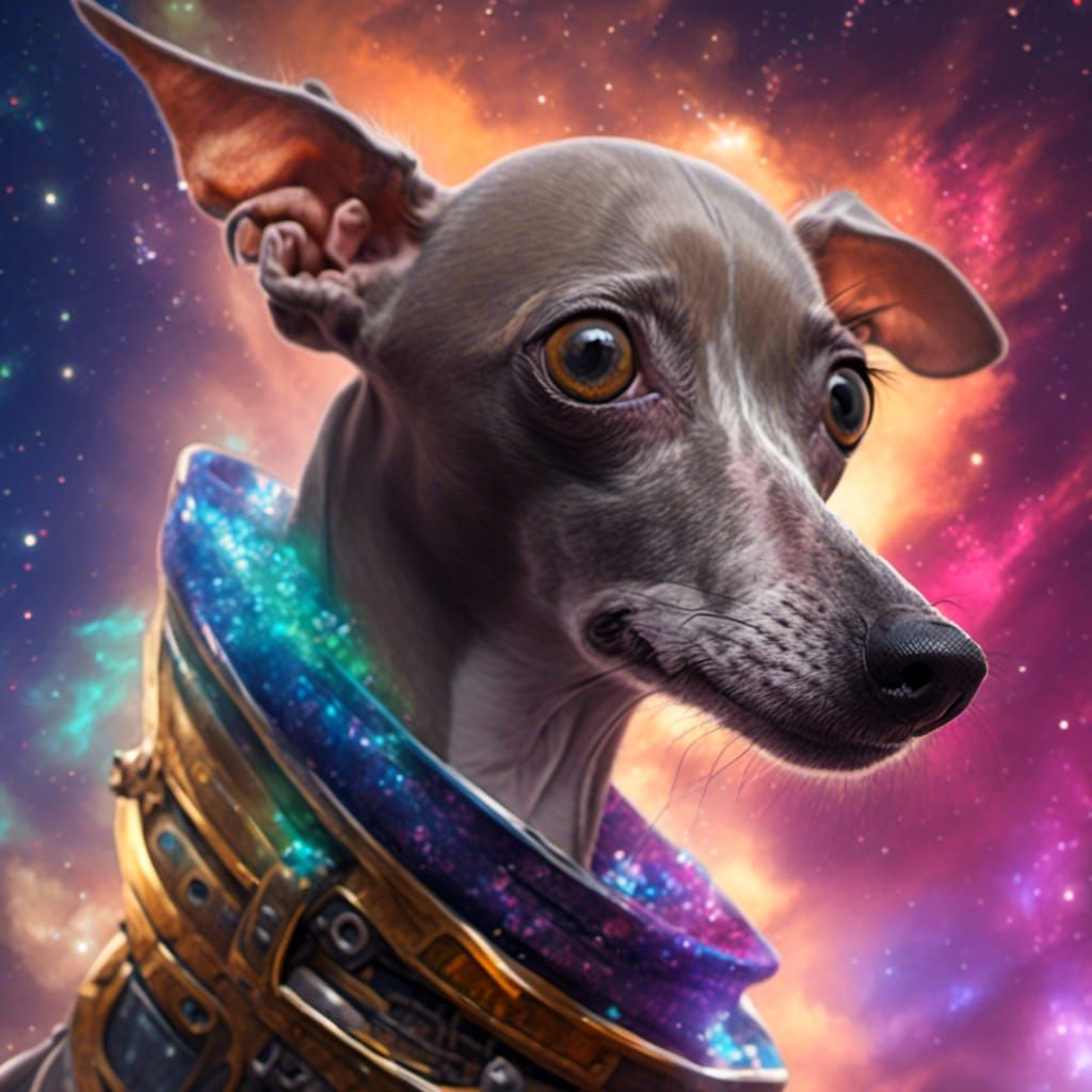 Hyperrealistic Dog Head Portrait Floating in Space