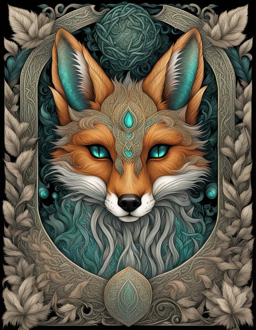 Fierce Celtic Fox: Spirit of Mischief Etching