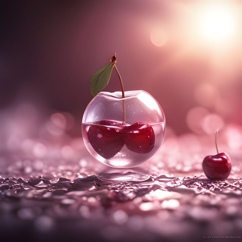 Hyperrealistic Glass Cherry in Detailed Matte Painting