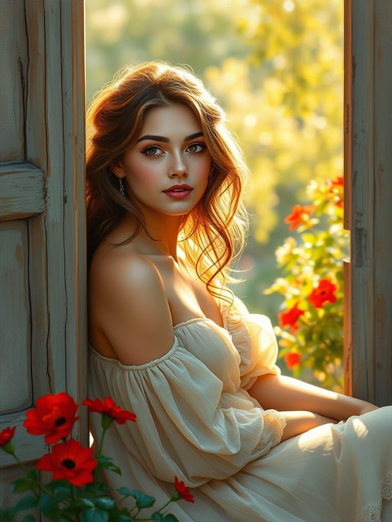 Golden Woman in Impressionist Sunlight