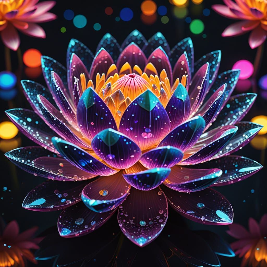 Crystalline Lotus Flower with Reflective Petals