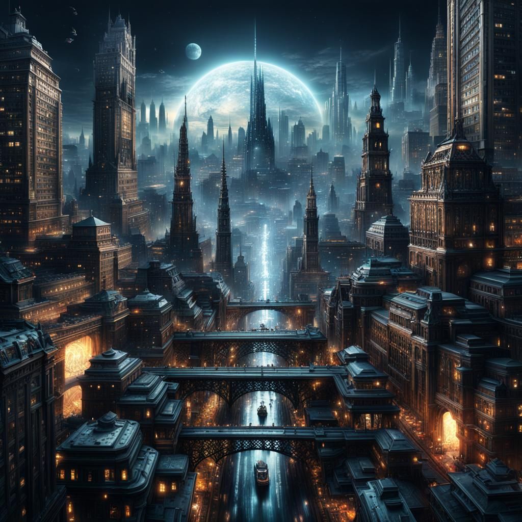 Intricate Fractal City Digital Matte Painting