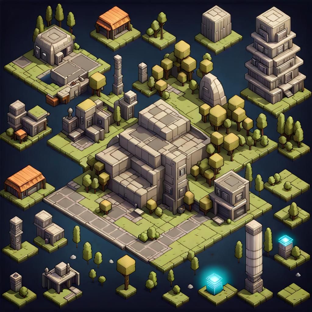 Sci-Fi Isometric Pixel Art Tiles for Lunar MMO