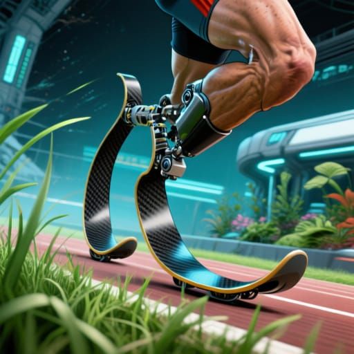 Cyberpunk Running Blades on Botanical Space Station