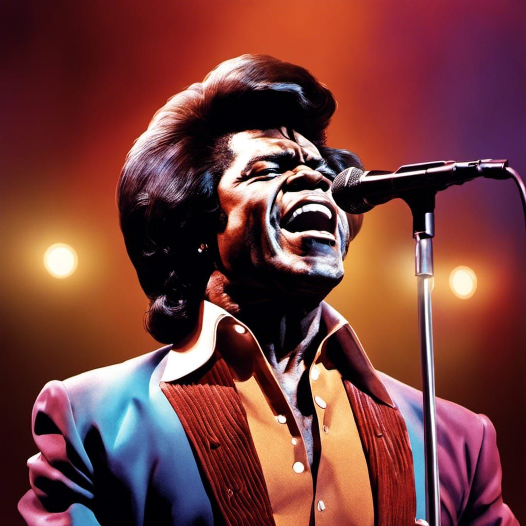 James Brown singing at the Apollo Theatre