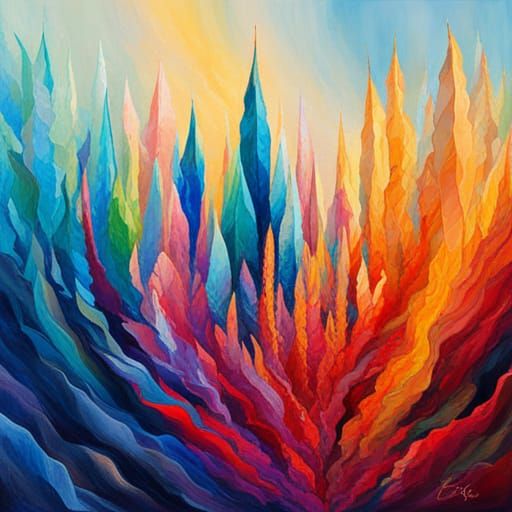 Abstract Crystal Art in Complementary Colors