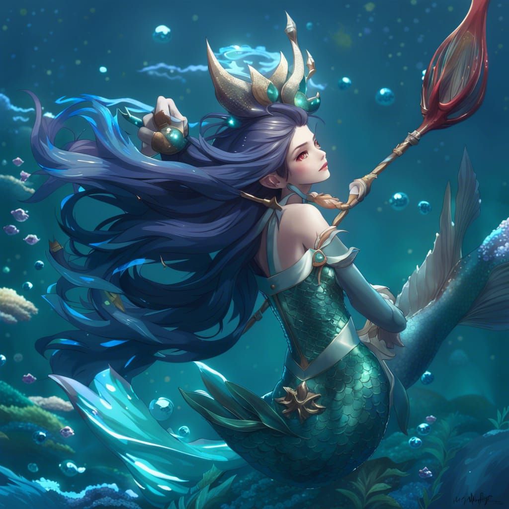 Anime Merman Siren in Detailed 3D Rendering